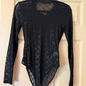 Forever 21 Black Asymmetrical Bodysuit Top